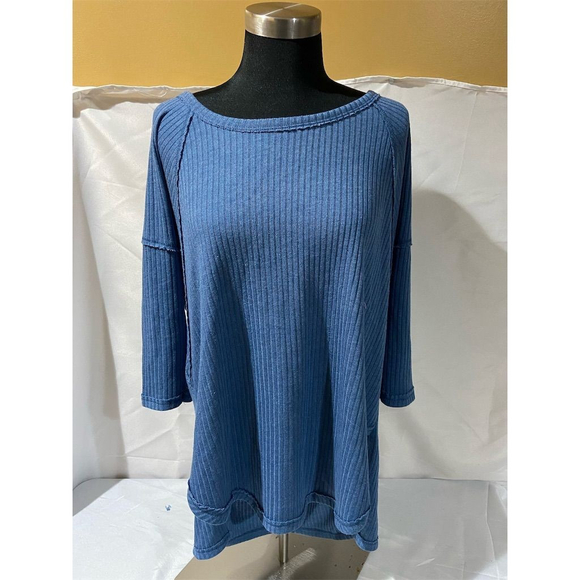 Wishlist Tops - Wish List Women's Blue Knit Pullover Top Size M Casual 3/4 Sleeve